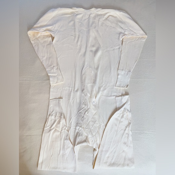 Button front onzie long John one piece suit in creme vintage men’s size XL - Picture 5 of 9